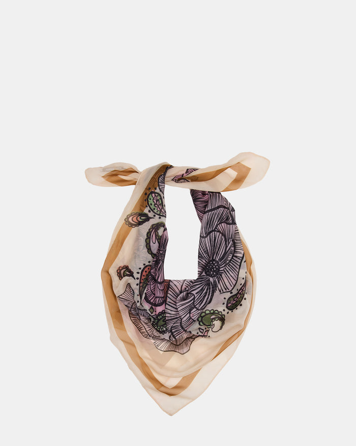 BOHO FLORAL Ivory Printed Accessory Square Scarf | Steve Madden
