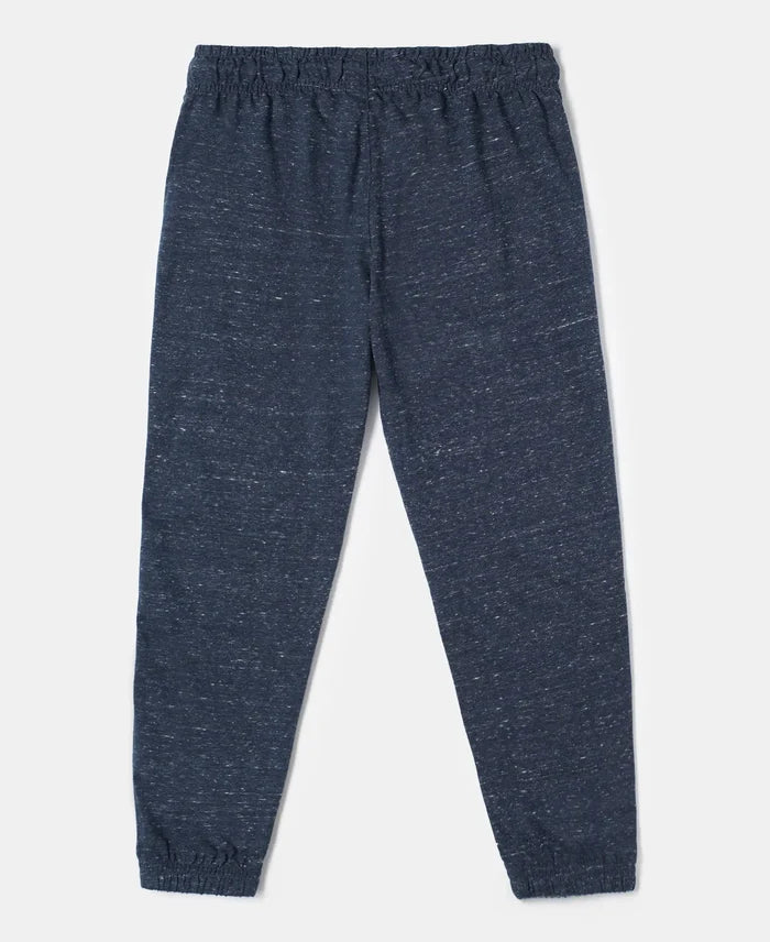 Super Combed Cotton Rich Graphic Printed Joggers with Elasticated Hem - Blue Snow Melange-2