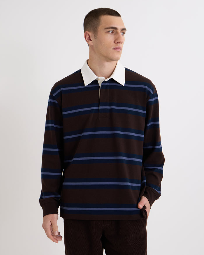 Brown Blue Mirror Stripe Rowhill Rugby