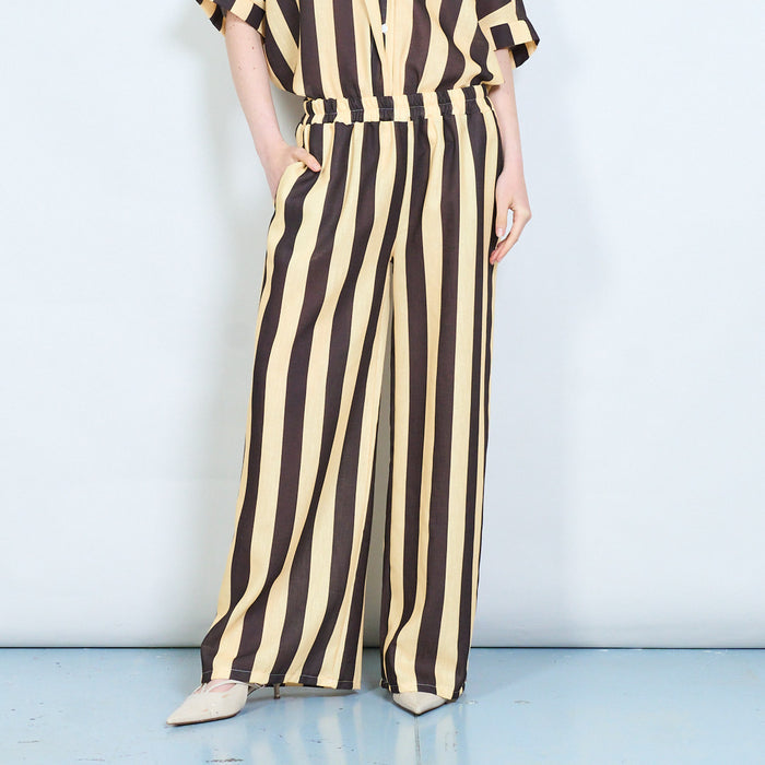 Candy stripe drawstring wide leg trousers wholesale