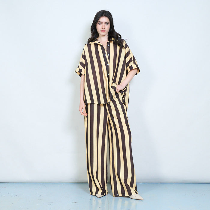 Candy stripe drawstring wide leg trousers wholesale