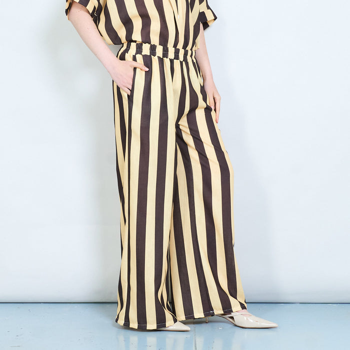 Candy stripe drawstring wide leg trousers wholesale