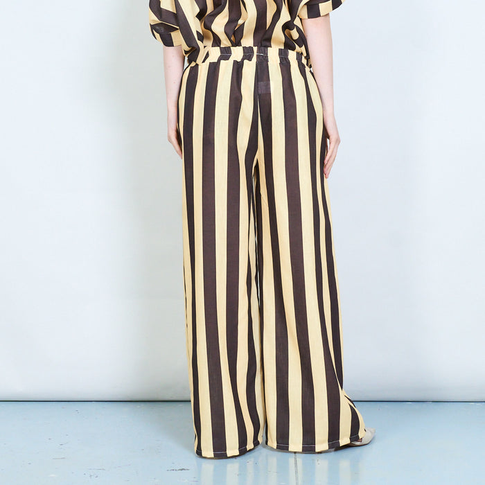Candy stripe drawstring wide leg trousers wholesale