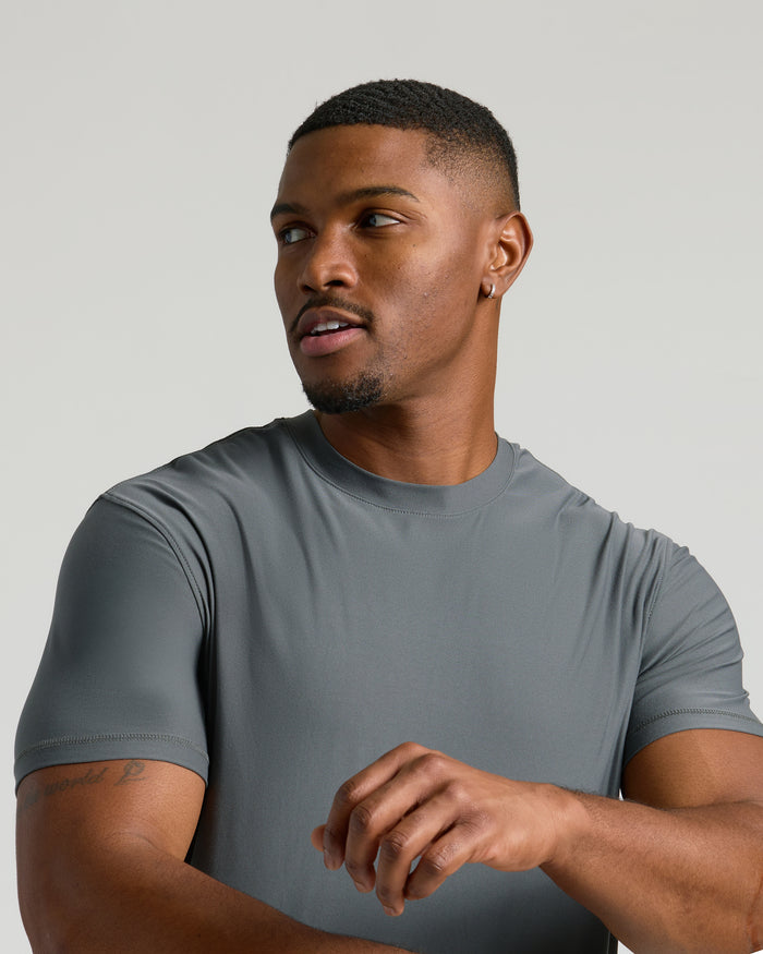 Timeless Tall Active Crew 6-Pack shirt worn by young man mid-gesture.