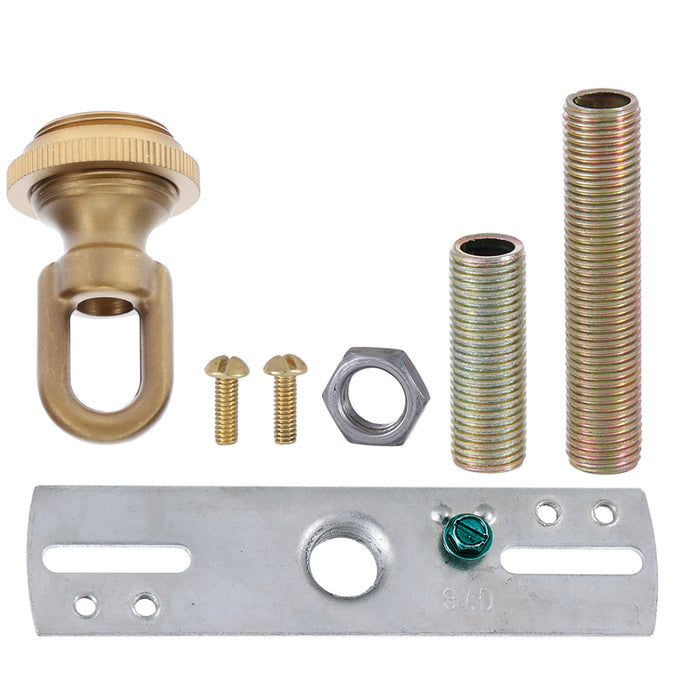 Cast Antique Brass Finish Screw Collar Canopy Set, 1/4F Tap, Mounting Hardware Kit (10951A)