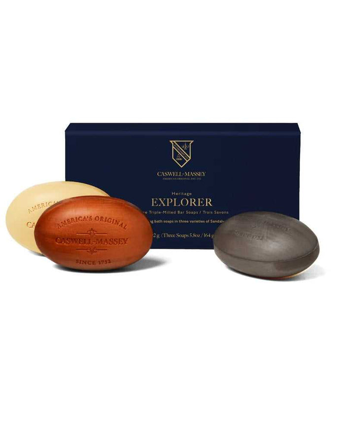 Sandalwood soap set with navy box