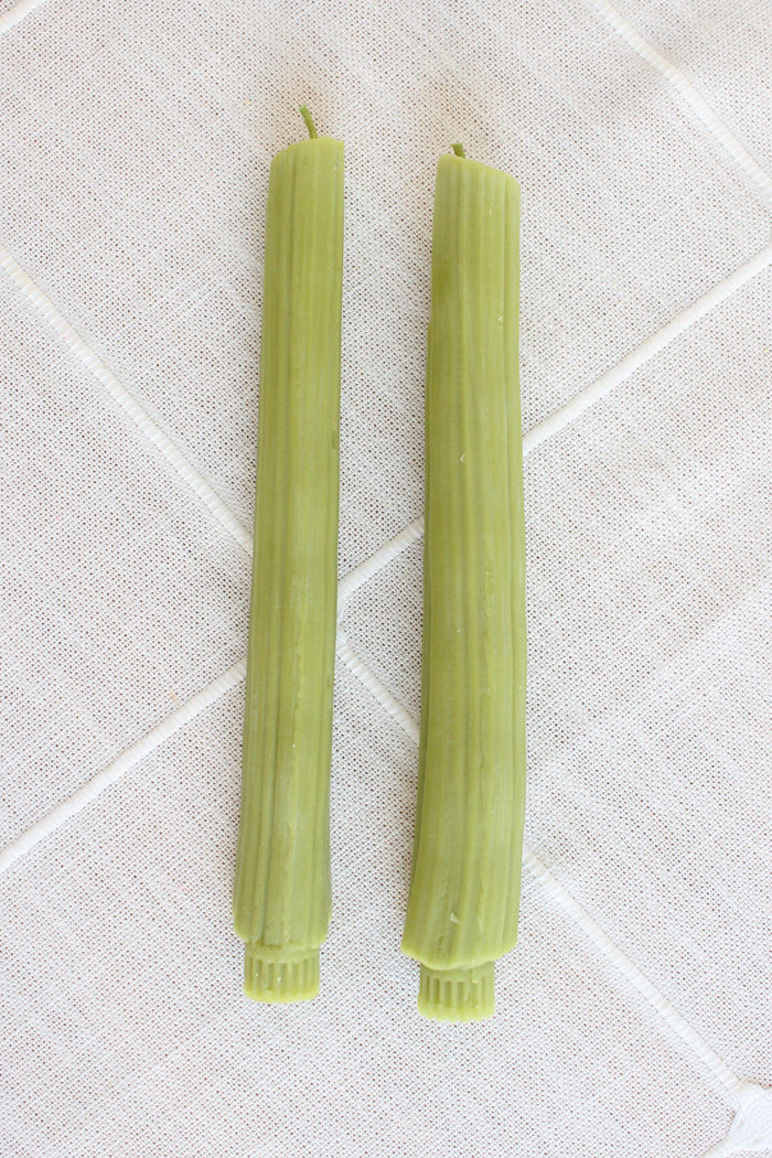 Celery Beeswax Candles set of 2