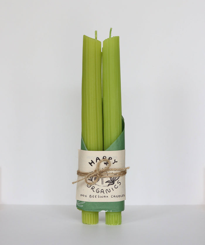 Celery Beeswax Candles set of 2