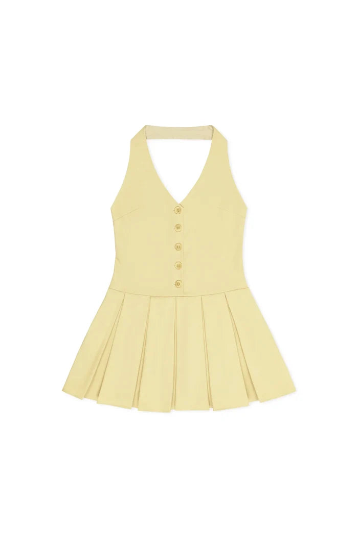 Chartreuse Mae Mini Halter Dress
