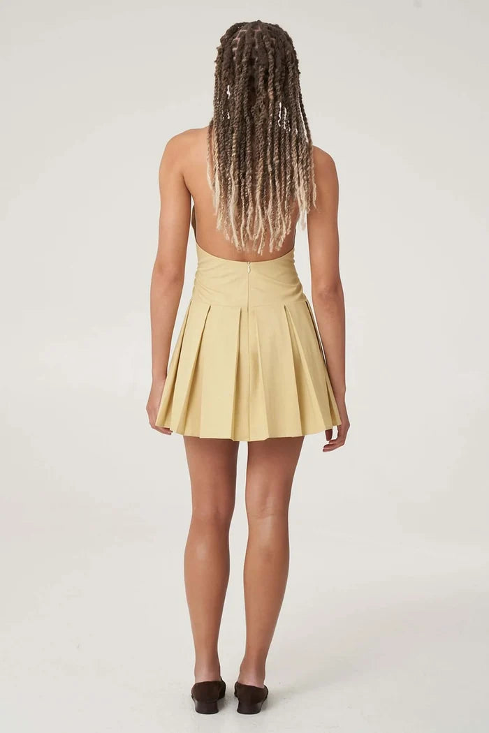 Chartreuse Mae Mini Halter Dress