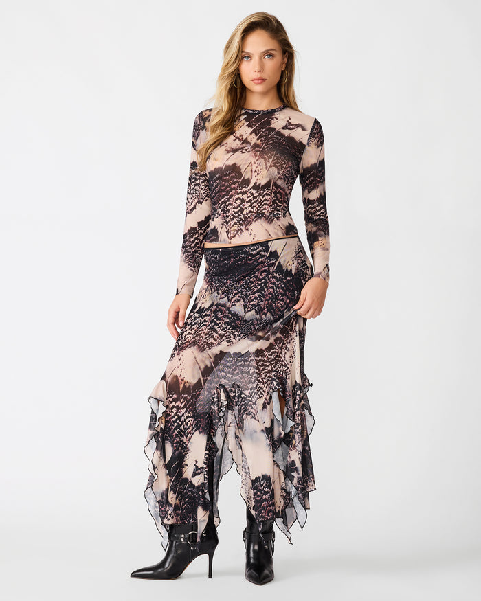 CHELSEY Moon Shadow Flowy Mesh Set Women's Maxi Skirt | Steve Madden