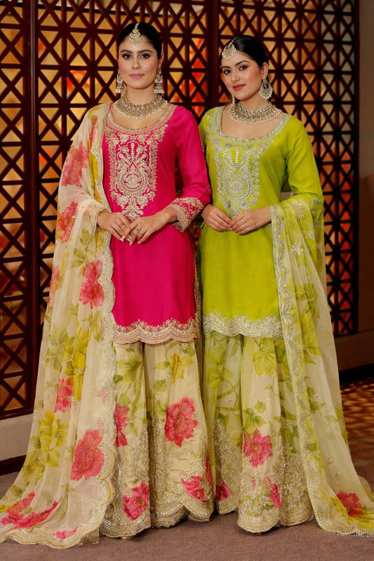 Chic Ethnic Wear with Floral Accents
