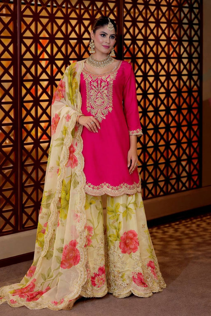 Chic Ethnic Wear with Floral Accents