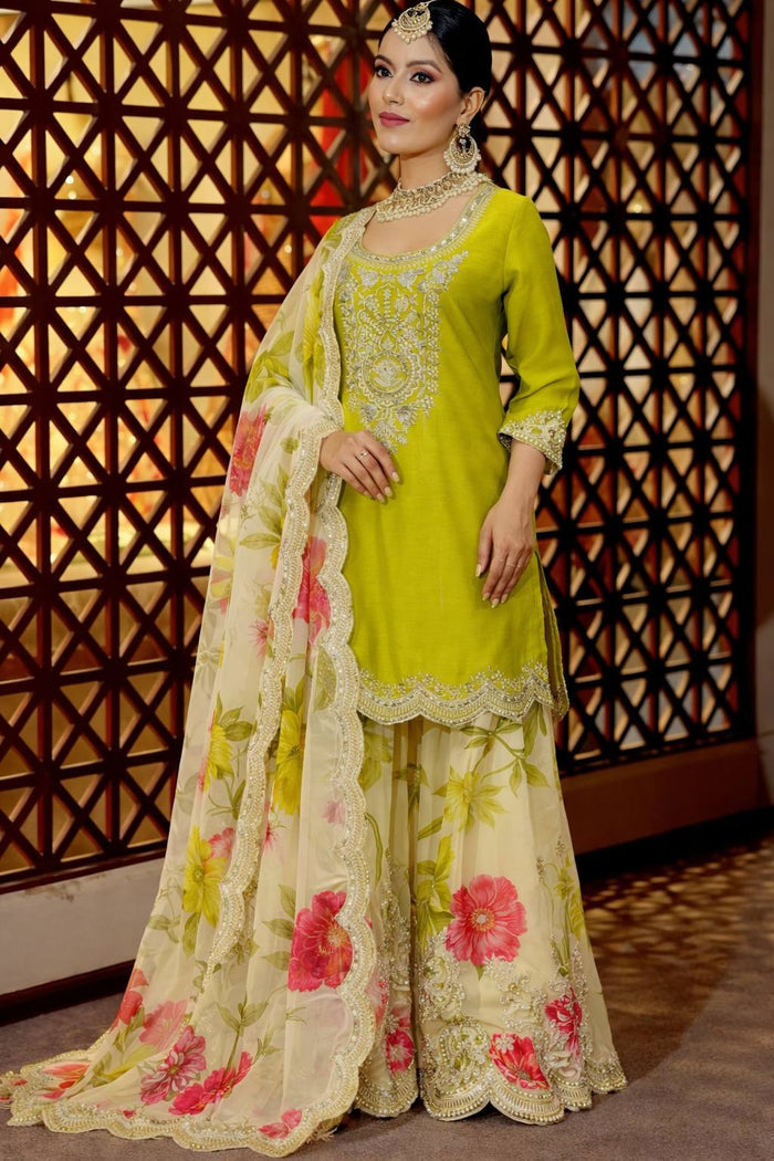 Chic Ethnic Wear with Floral Accents