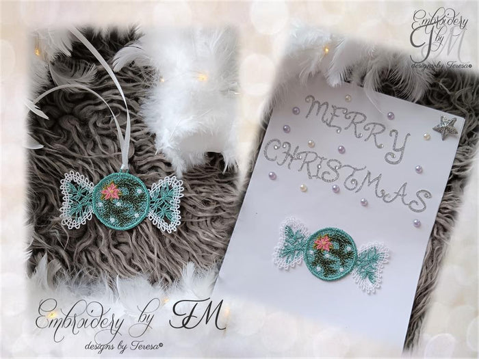 Christmas candy with poinsettia/4x4 hoop/two variations