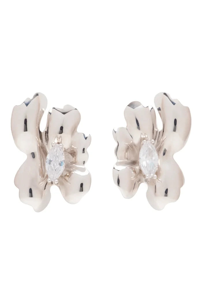 Clear Molten Flower Earrings