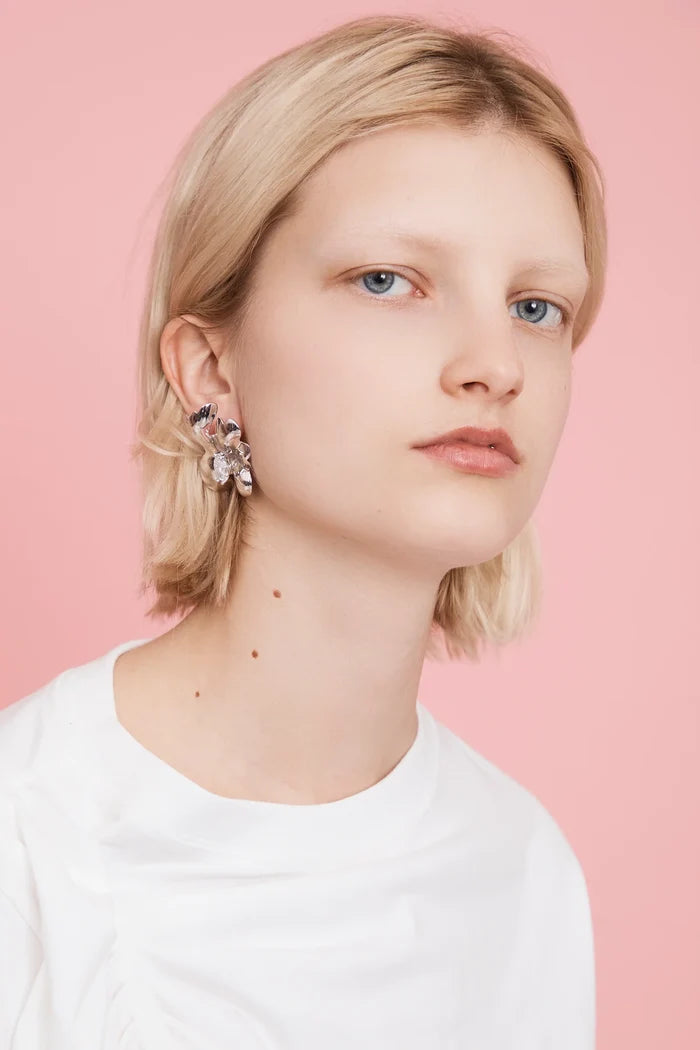 Clear Molten Flower Earrings
