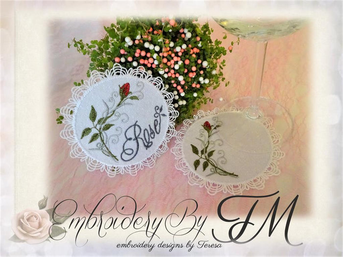 Coaster with Rose/4x4 hoop