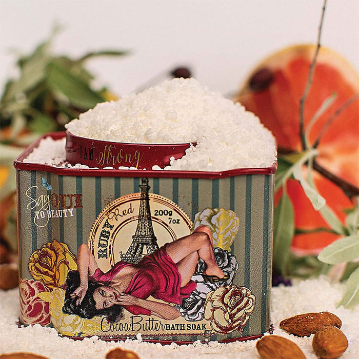 Cocoa Butter Bath Soak Tin - Ruby Red