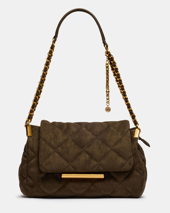 COLETTE Bag Olive Quilted Chain Shoulder Handbag | Steve Madden