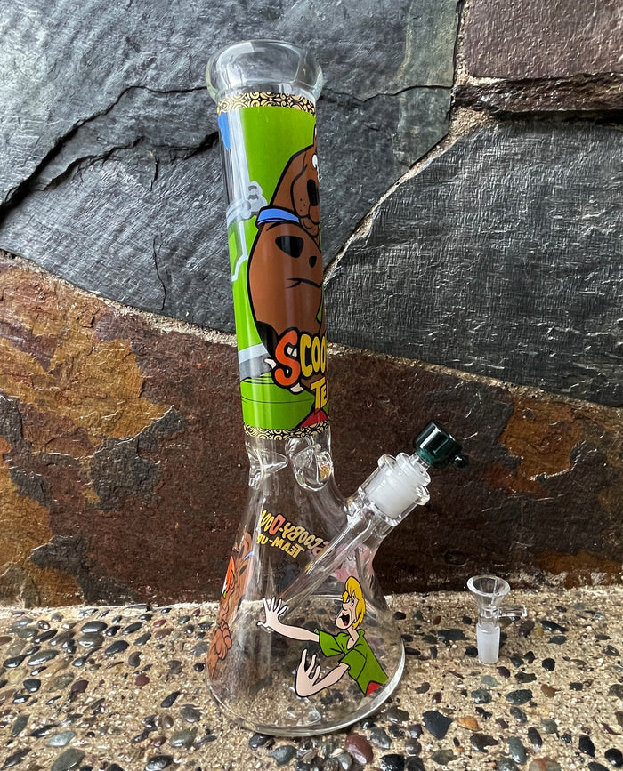 Collectible 14" Thick Heavy Glass Beaker Bong Scooby Doo Design 2 - Bowls