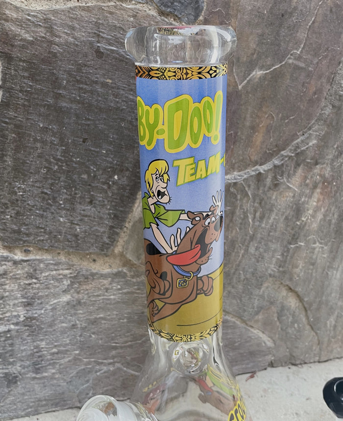 Collectible 14" Thick Heavy Glass Beaker Bong Scooby Doo Design