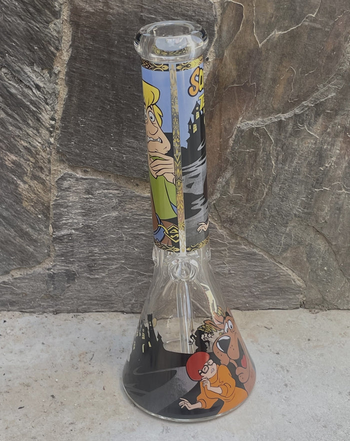 Collectible 14" Thick Heavy Glass Beaker Bong Scooby Doo Design