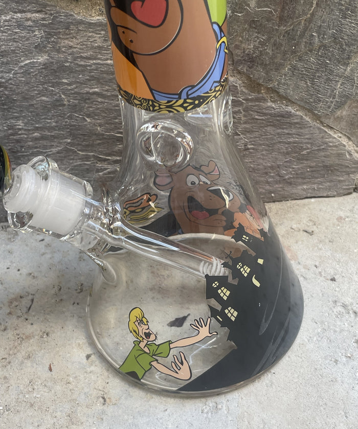 Collectible 14" Thick Heavy Glass Beaker Bong Scooby Doo Design