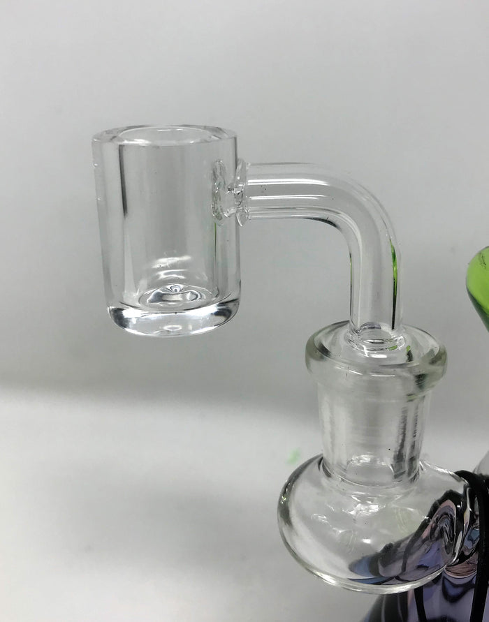 Collectible! 8" High Med Glass Beaker/Rig  w/Shower Perc, Quartz Banger & Carb Cap - Green, Pink, Purple