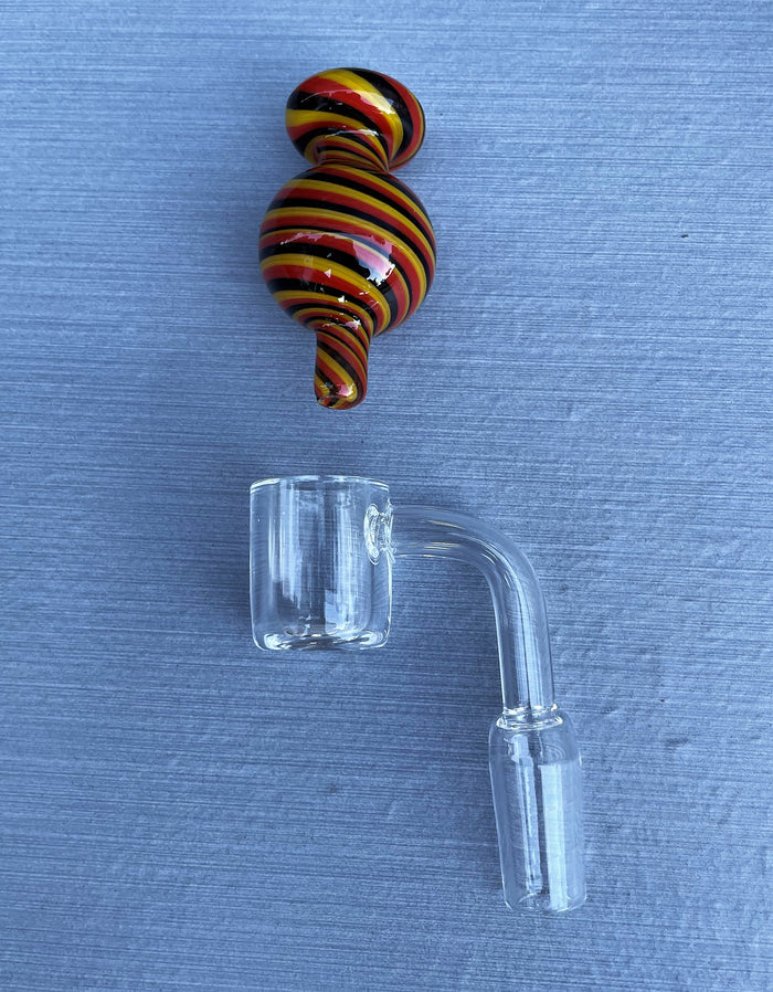 Collectible 8" Thick Glass Best Dab Rig Shower Perc 14mm Quartz Banger with Cap - Purple Fantasy