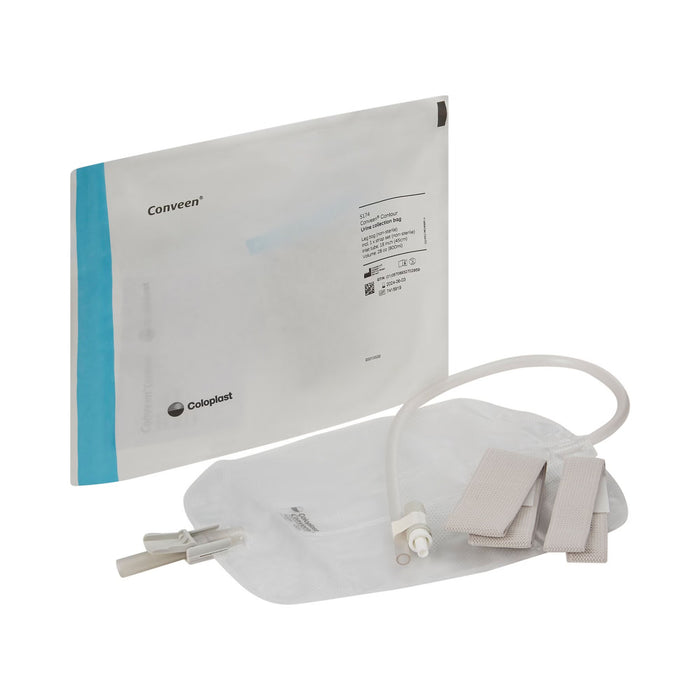 Coloplast Conveen Contour Urinary Leg Bag, Anti-Reflux Valve, Polyethylene/Flocked, 800mL