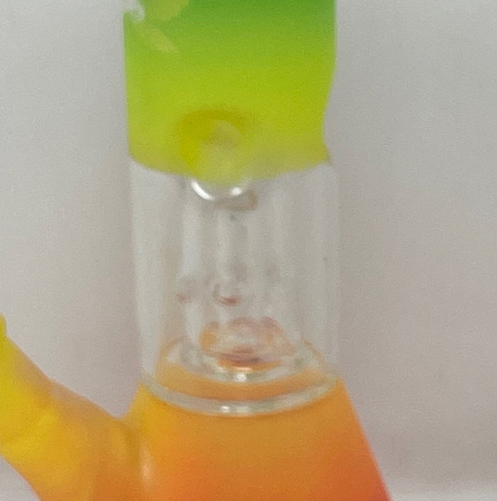Colorful 8" Glass Beaker Bong featuring Marijuana Leaf Design & Downstem with Bowl