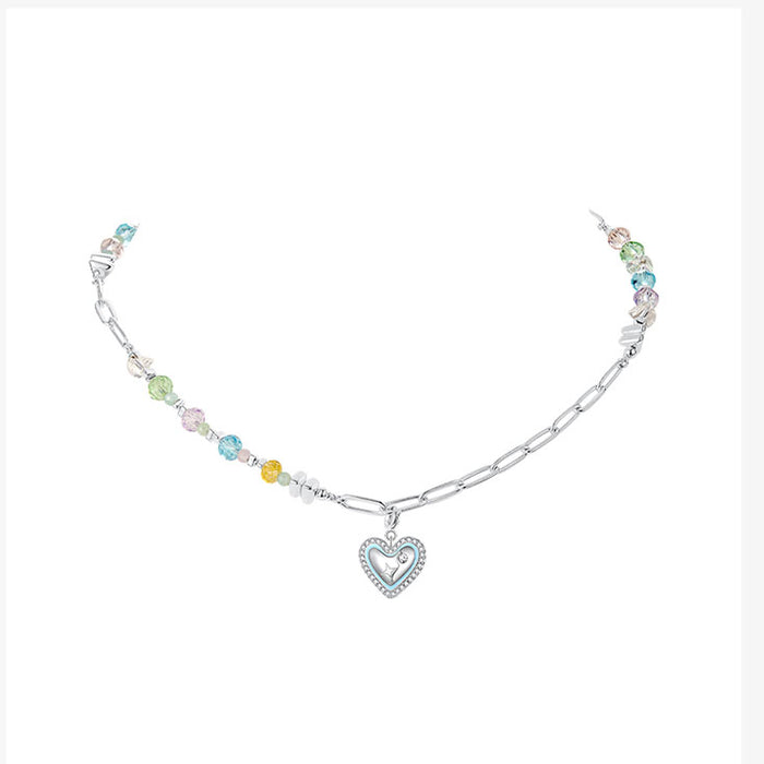 Colorful Beaded Necklace with Heart and Star Charms