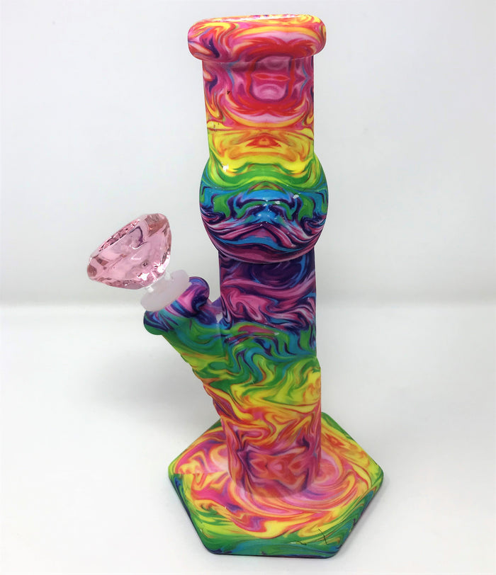 Colorful Thick Silicone Detachable Unbreakable 9" Bong Ice Catcher 14mm Bowl