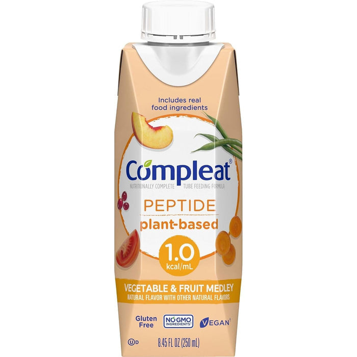 Compleat Peptide Tube Feeding Formula, Plant Based, Vegetable Fruit Medley, 250 mL - 00043900836065-Single - LL Medico