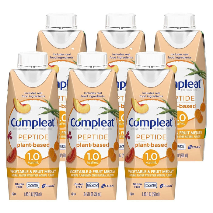 Compleat Peptide Tube Feeding Formula, Plant Based, Vegetable Fruit Medley, 250 mL - 00043900836065-Single - LL Medico
