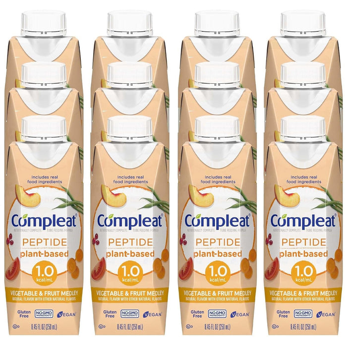 Compleat Peptide Tube Feeding Formula, Plant Based, Vegetable Fruit Medley, 250 mL - 00043900836065-Single - LL Medico
