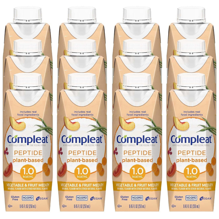 Compleat Peptide Tube Feeding Formula, Plant Based, Vegetable Fruit Medley, 250 mL - 00043900836065-Single - LL Medico