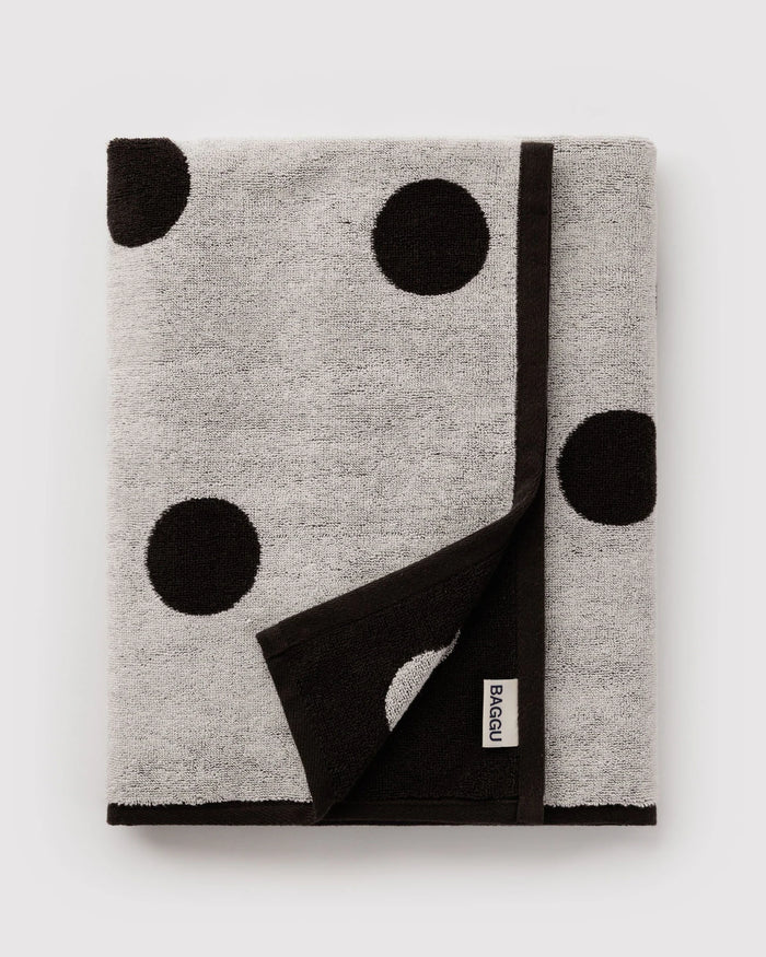 Cream & Black Polka Dot Bath Towel