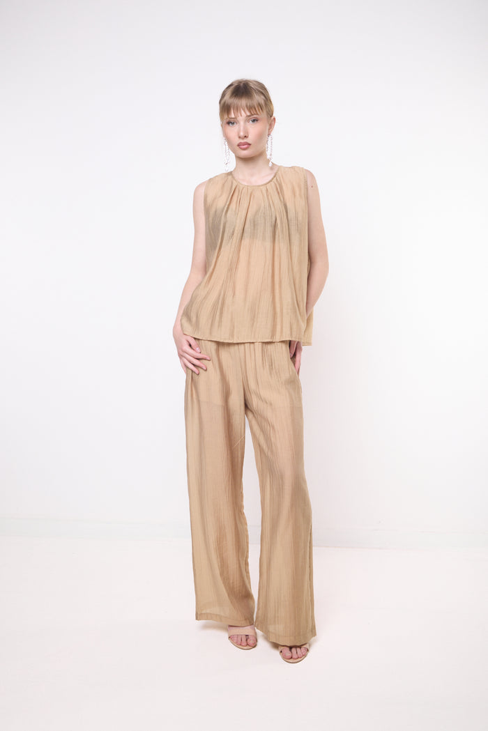 Crinkled straight leg trousers wholesale