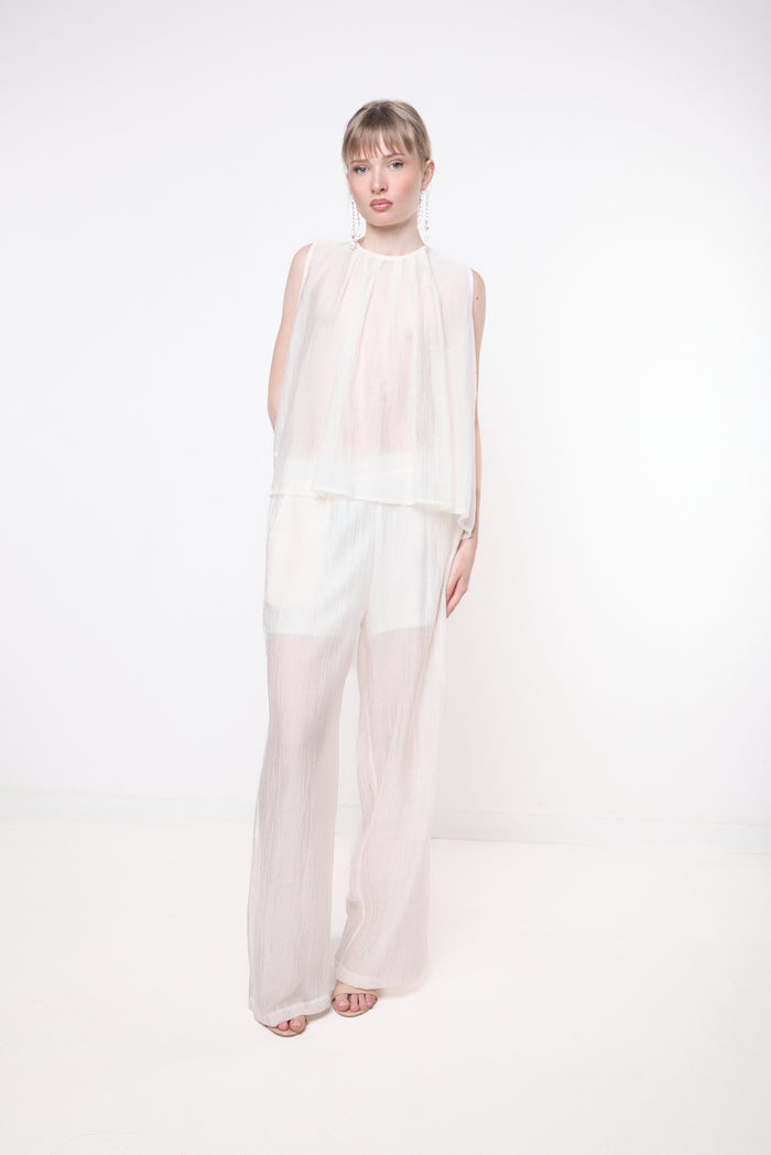 Crinkled straight leg trousers wholesale