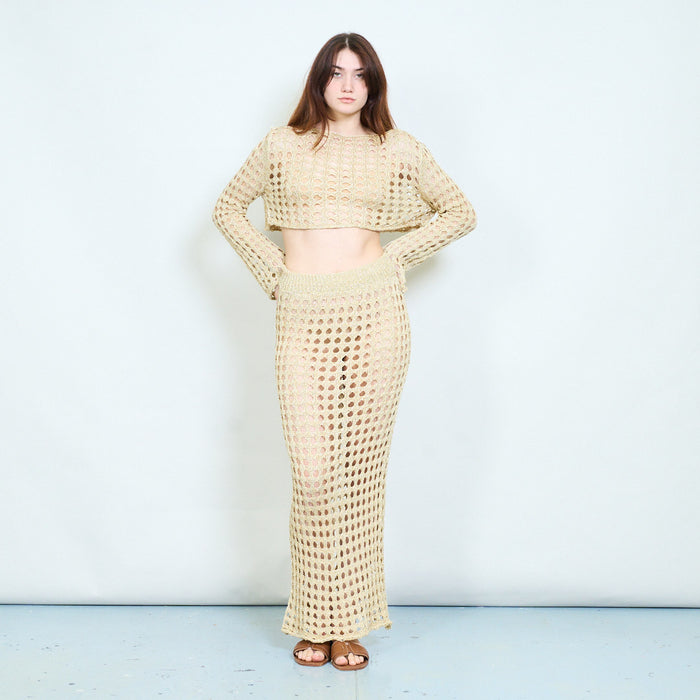 Crochet openwork top and skirt set wholesale