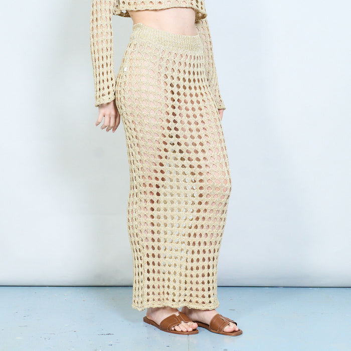 Crochet openwork top and skirt set wholesale