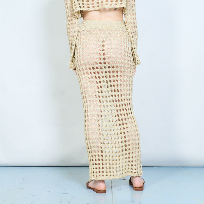 Crochet openwork top and skirt set wholesale