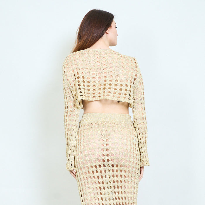 Crochet openwork top and skirt set wholesale