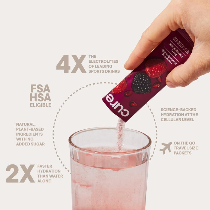 Cure Hydration Electrolyte Drink Mix, Berry Pomegranate, 7.6 oz - HM7002-Single - LL Medico