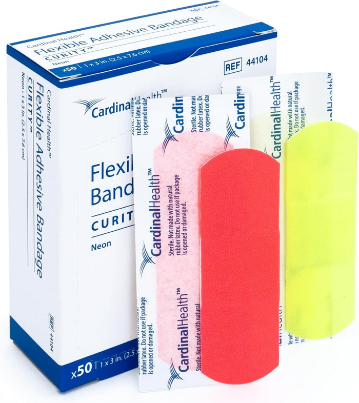 Cardinal Health Curity Neon Adhesive Strip, 1 x 3 Inch