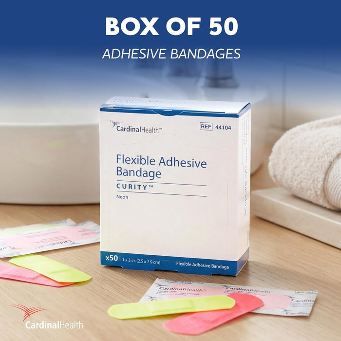 Cardinal Health Curity Neon Adhesive Strip, 1 x 3 Inch