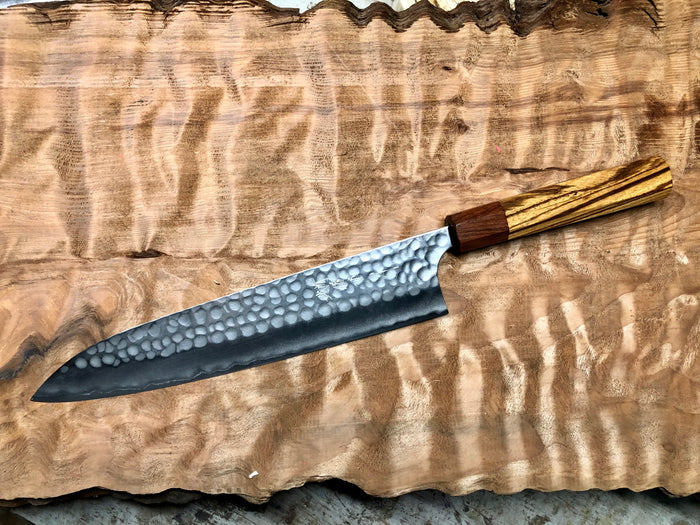 Custom Anryu B2 hammered Gyuto 240mm - Zebrawood