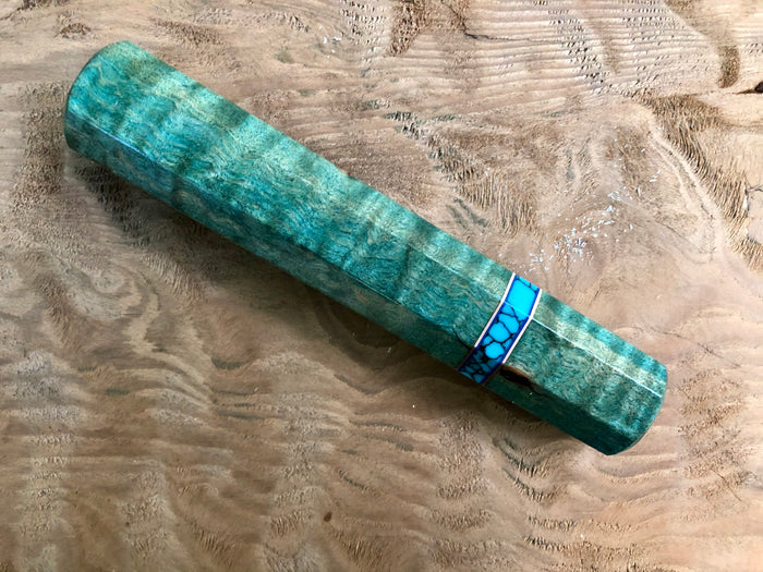 Custom Japanese Knife Handle - dyed curly maple